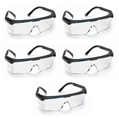 Super Safety Non Coated Foldable Adjustable Anti-fog Safety Goggles With 99.9% UV Protection(Pack-5)