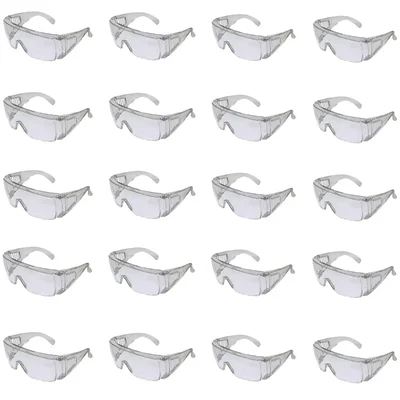 Premium Quality 20 Pcs Visitor Overspecs Safety Goggle, Polycarbonate Frame & 99.9% UV Protection
