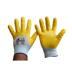 Fortuner Yellow & White Nitrile Coated Safety Hand Gloves,Excellent Protection Against Cuts,Abrasions & Chemicals(Pack-1 Pair)