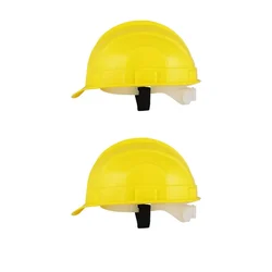 Heavy Duty Pack of 2 Adjustable Safety Helmet - HDPE, Non-Ratchet, Nylon Chin Strap for Men & Women, Colour - Yellow