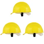 Heavy Duty Pack of 3 Safety Helmet for Multipurpose Industrial Uses, Adjustable & Without Ratchet, Color - Yellow