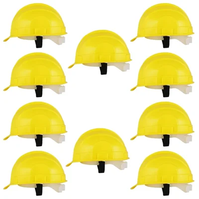 Heavy Duty Pack of 10 Safety Helmet for Multipurpose Industrial Uses, Adjustable & Without Ratchet, Color - Yellow