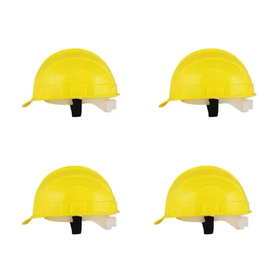 Heavy Duty Pack of 4 Safety Helmet for Multipurpose Industrial Uses, Adjustable & Without Ratchet, Color - Yellow