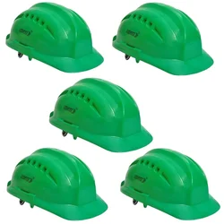 Udyogi Ultra Vent 7000 HDPE Safety Helmet (Green Colour)–Slip Fit, Ventilated Design (Pack Of 5)