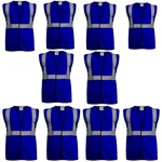 Gravitech 10 Pcs 120 GSM Blue Colour Safety Jacket With 2" High Grade Reflective Fabric Tape (GI-RJ-02)