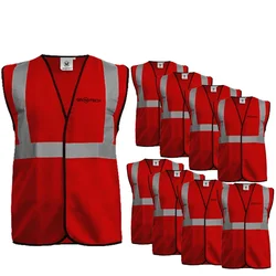 Gravitech 100 Pcs 120 GSM Red Colour Safety Jacket With 2" High Grade Reflective Fabric Tape (GI-RJ-02)