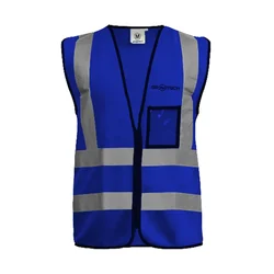Gravitech 120 GSM Blue Colour Safety Jacket With 2" High Grade Reflective Fabric Tape (GI-RJ-04)