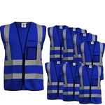 Gravitech 100 Pcs 120 GSM Blue Colour Safety Jacket With 2" High Grade Reflective Fabric Tape (GI-RJ-04)