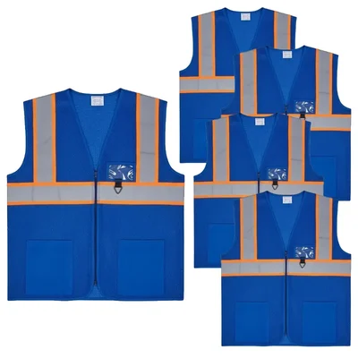 Payuh Executive Pro 120 GSM 2" Safety Jacket with Zipper - Blue(Pack-1 Pcs)