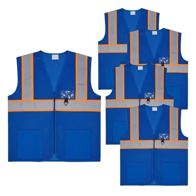 Payuh Executive Pro 120 GSM 2" Safety Jacket with Zipper - Blue(Pack-1 Pcs)