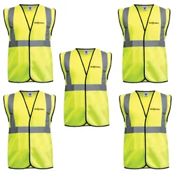 Gravitech 5 Pcs 120 GSM Green Colour Safety Jacket With 2" High Grade Reflective Fabric Tape (GI-RJ-02)