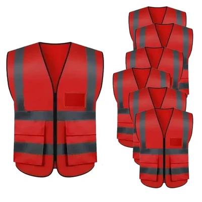 Payuh Jumbo 120 GSM 2" Hi-Vis Safety Jacket With Zipper - Colour: Red(Pack-1 Pcs)