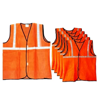 Payuh 1" Reflective Tape Safety Jacket With 50 GSM Thickness (Color-Orange)(Pack-1 Pcs)
