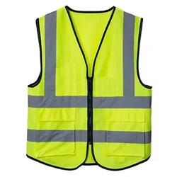 WeighTAJ Safety Jacket - 2 inch Reflective Stripes at Front & Back, 2 Pockets