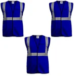 Gravitech 3 Pcs 120 GSM Blue Colour Safety Jacket With 2" High Grade Reflective Fabric Tape (GI-RJ-02)