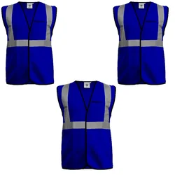 Gravitech 3 Pcs 120 GSM Blue Colour Safety Jacket With 2" High Grade Reflective Fabric Tape (GI-RJ-02)