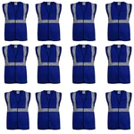 Gravitech  Pack Of 3,12,24 Pcs Safety Jacket, 120 GSM Blue Colour With 2" High Grade Reflective Fabric Tape (GI-RJ-02)