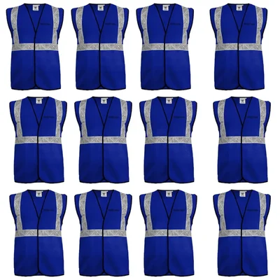 Gravitech 120 GSM Blue Colour Safety Jacket With 2" High Grade Reflective Fabric Tape (GI-RJ-02)(Pack-12 Pcs )