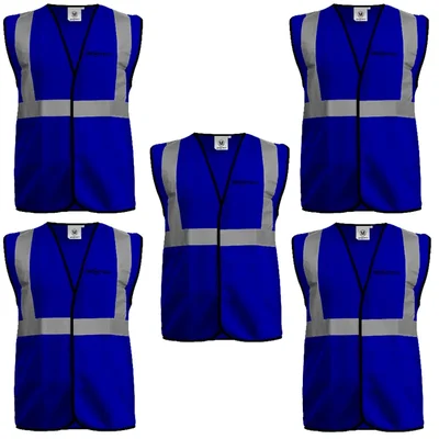 Gravitech 5 Pcs 120 GSM Blue Colour Safety Jacket With 2" High Grade Reflective Fabric Tape (GI-RJ-02)