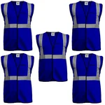 Gravitech 5 Pcs 120 GSM Blue Colour Safety Jacket With 2" High Grade Reflective Fabric Tape (GI-RJ-02)