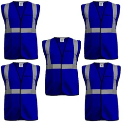 Gravitech 5 Pcs 120 GSM Blue Colour Safety Jacket With 2" High Grade Reflective Fabric Tape (GI-RJ-02)