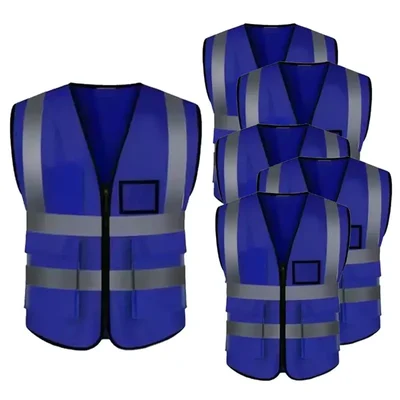 Payuh Jumbo 120 GSM 2" Hi-Vis Safety Jacket With Zipper - Colour: Blue(Pack-10)