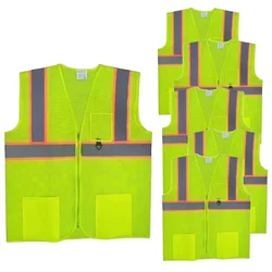 Payuh Executive Pro 120 GSM 2" Safety Jacket with Zipper - Green(Pack-1 Pcs)