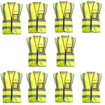 Gravitech 10 Pcs 120 GSM Green Colour Safety Jacket With 2" High Grade Reflective Fabric Tape (GI-RJ-04)