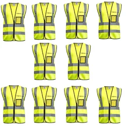 Gravitech 10 Pcs 120 GSM Green Colour Safety Jacket With 2" High Grade Reflective Fabric Tape (GI-RJ-04)