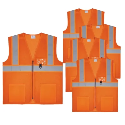 Payuh Executive Pro 120 GSM 2" Safety Jacket with Zipper - Orange(Pack-1 Pcs)