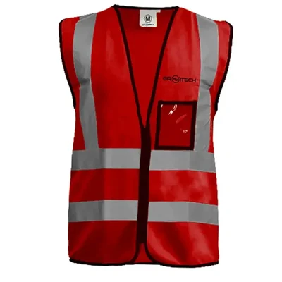 Gravitech 120 GSM Red Colour Safety Jacket With 2" High Grade Reflective Fabric Tape (GI-RJ-04)(Pack-1 Pcs )