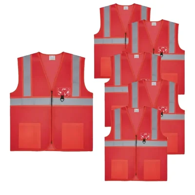 Payuh Executive Pro 120 GSM 2" Safety Jacket with Zipper - Red(Pack-1 Pcs )