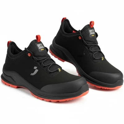 Safety Jogger MODULO Vegan Safety Sneaker, SJ Footbed, Nano Carbon 200J Toe Cap, Black & Red(Size-7)
