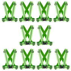 Minsales Reflective Jacket/Vest Belt - Nylon, V-Neck, Unisex-Adult(Color-Green) (PACK OF 10)