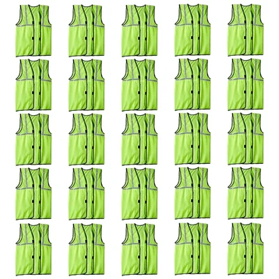 Reflective Green Safety Jacket Pack of 25 With 1 Inch Reflector, 50 GSM
