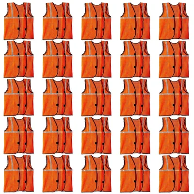 Reflective Orange Safety Jacket Pack of 25 With 1 Inch Reflector, 50 GSM