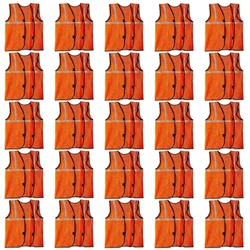 Reflective Orange Safety Jacket Pack of 25 With 1 Inch Reflector, 50 GSM