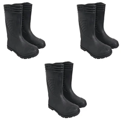 Heavy Duty Pack of 3 Safety Gumboots, 11 Inches, Rubber, for Industrial Safety, Wet Conditions, Agricultural Work(Size-7)