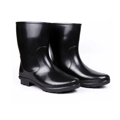 Hillson Don Black 13 Inch Industrial Safety Gumboots For Mens, Low Abrasion PVC Outsole(Size-5)