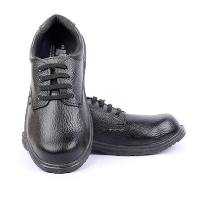 Hillson U4 Safety Shoe, Low Ankle & Genuine Black Split Leather Upper In Barton Print(Size-7)