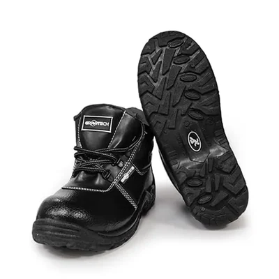 Gravitech High Brick Safety Shoe, CE Certified, Antistatic, PVC Sole, Synthetic Leather, Comfortable & Durable(Size-6)