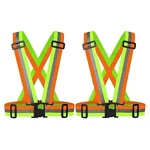 Minsales Pack of 2 Reflective Jacket/Vest Cross Belt - Nylon, V-Neck, Unisex-Adult Multicolour