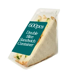 600pcs Plastic Double Slice Sandwich Container for Cafes, Restaurant and Takeaway