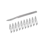 Forgesy Carbon Steel Blade No. 24 10pcs BP Handle No. 4 1pc Dissection Precise Cutting Slotted Tip Anti-Slip