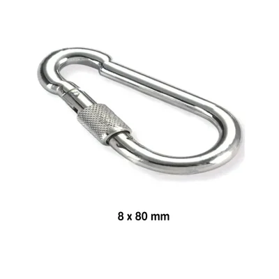 Heavy Duty Snap hook with screw nut (Pack of 12)(Size-8x80 mm)