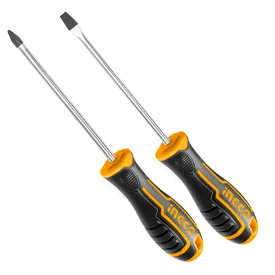 INGCO 2pcs Screwdriver Set, Package Contain 1pcs Slotted & 1pcs Phillips Screwdriver (HKSD0248)