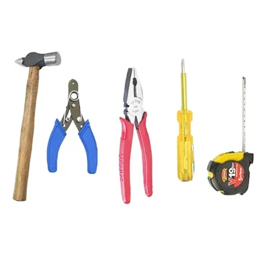 Venus 5 Pcs Hand tools Set- Measuring Tape, Pliers, Hammer, Wire Stripper, Screw Driver Tester