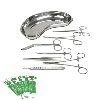 Forgesy Set of 13 Pieces Basic Minor Surgery Kit Steel Kidney Tray Surgical Instruments