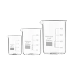 Cometek Low Form Borosilicate Glass 3.3 Set of 3 Beakers 100 ml 250 ml 500 ml Graduated Pouring Spout
