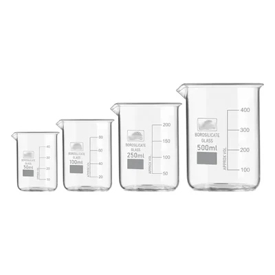 SBT Instruments Borosilicate 3.3 Glass Beaker 50ml, 100ml, 250ml, 1000ml with Graduation Marks for Laboratory